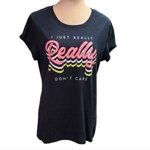 Wound up women's I just really really don't care black T-shirt